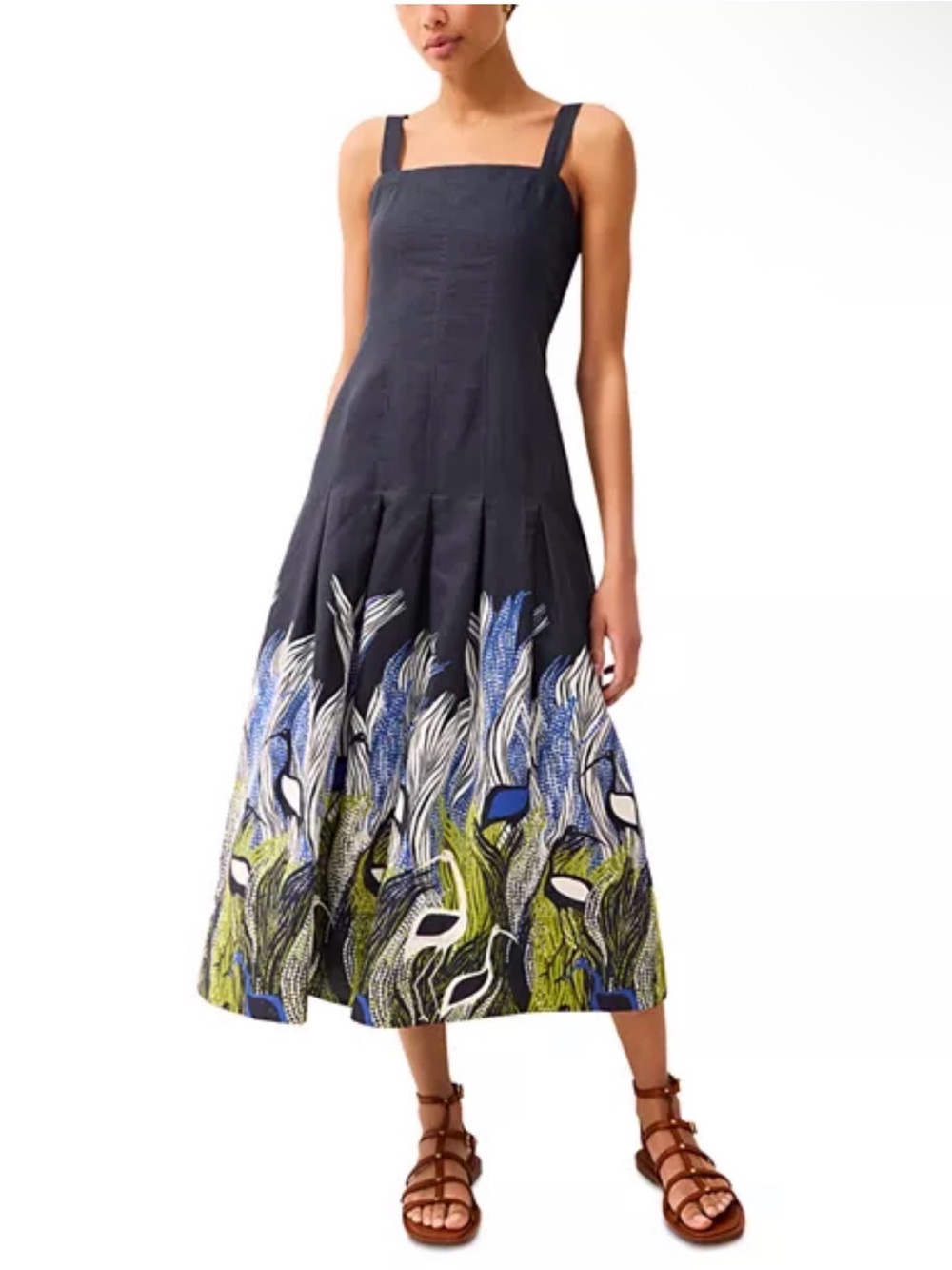 NWT Mari Oliver Dixon Printed Pleated Midi Dress – Size 4
